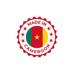 Made in Cameroon transparent seal badge design sticker with flag