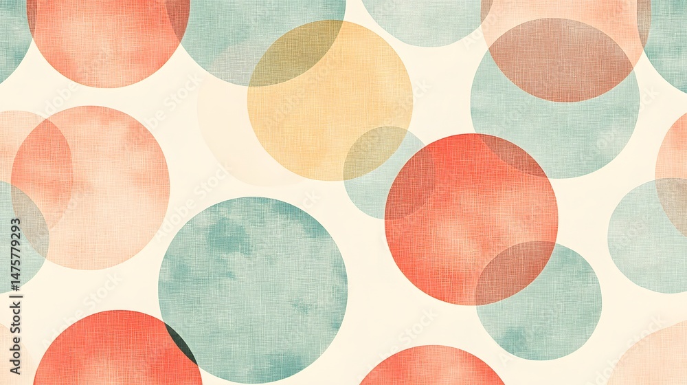 Poster abstract design of overlapping circles in pastel colors.