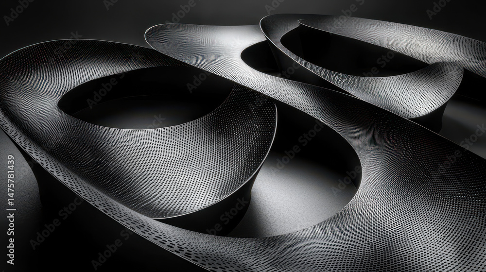 Poster dynamic abstract shapes evoke smoke s gracefully curving and flowing, creating a futuristic and visu