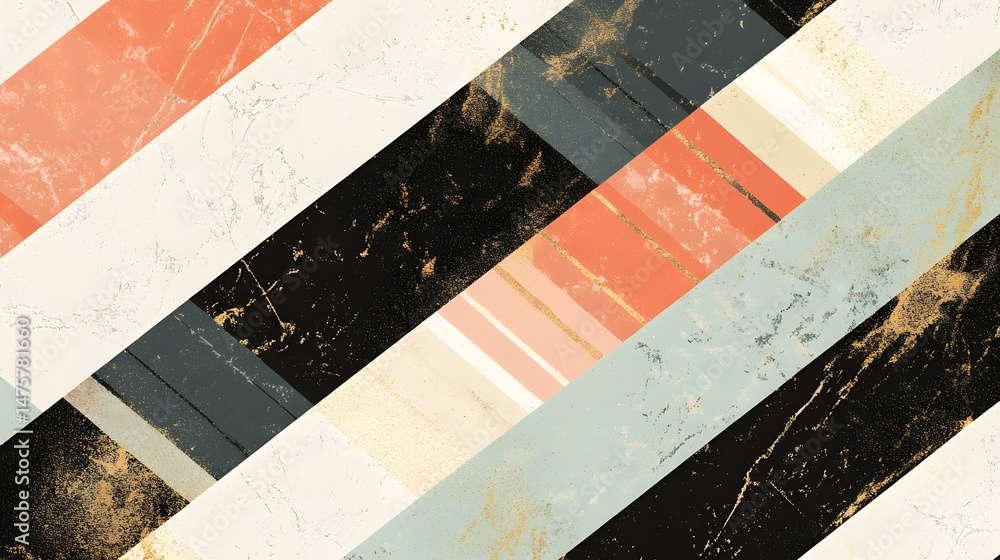 Poster diagonal stripes of various colors and textures create a modern design.