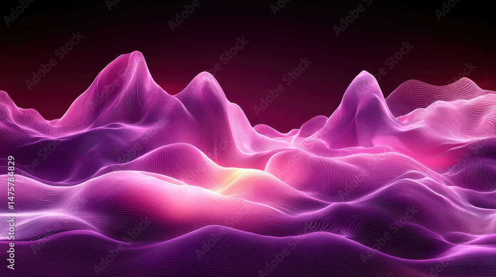 Poster abstract digital waves create a dynamic and fluid display on the screen, showcasing vibrant colors a