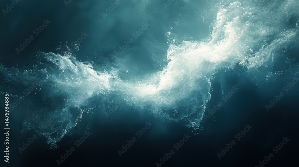 Fototapete Dynamic abstract digital waves flow across the screen, creating a fluid and mesmerizing visual display with vibrant colors and intricate patterns forming organically.