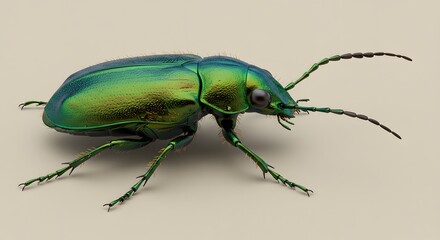 Green Jewel Beetle Insect Crawling Close Up View