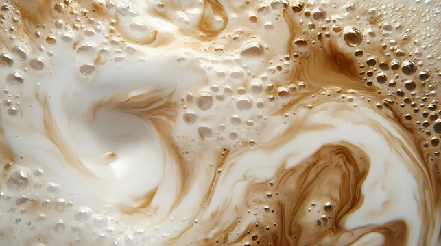 Freeze motion detail shot of coffee foam swirling in a top-down view, macro, freeze. [Gravity Shrines] | Wavelock Crest | frozen motion. Illustration