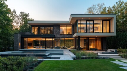 Fototapeta premium Architectural marvel a sophisticated modern residence with luxury design elements