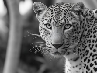 Fototapeta premium Close-up of a focused leopard