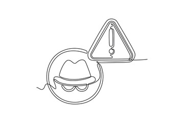  Risk management concept. Single line draw design. Vector graphic illustration