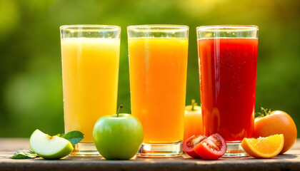Fototapeta premium glasses of vibrant fresh fruit juice