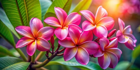Vibrant Pink Plumeria Flowers - Close-Up Documentary Photography