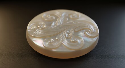 Intricate Carved Mother-of-Pearl Button: A Timeless Piece of Elegance