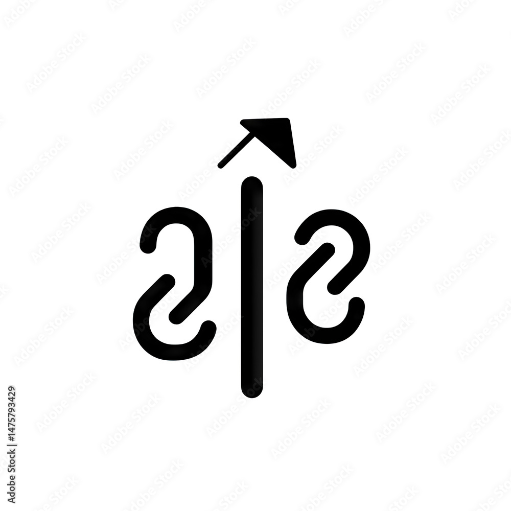 Poster a black and white icon of an arrow pointing upwards with two lines wrapped around it