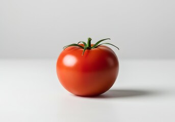 Vibrant Red Tomato A Single, Perfect Specimen on a White Background, Fresh and Juicy,  Ideal for Culinary and Artistic Applications