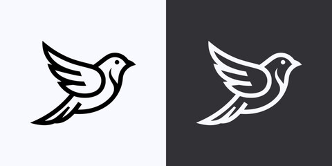 Fototapeta premium Bird Icon – Vector Outline – Black and White Preview