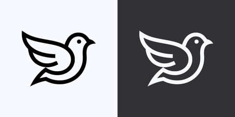 Fototapeta premium Bird Icon – Vector Outline – Black and White Preview