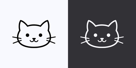 Cat Icon – Vector Outline – Black and White Preview