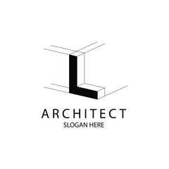 Letter L 3D logo architect for architecture and construction company