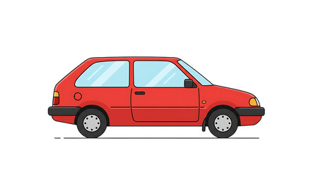 Flat vector illustration of a red car (