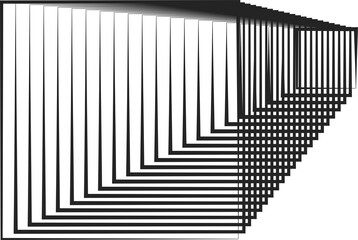 Square blended line effect. Geometric shape, digital, tech, media