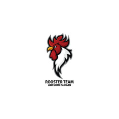 rooster head e sports logo design gaming mascot