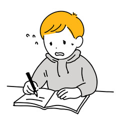 焦って勉強する男の子