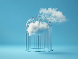 A cloud trapped within a metallic birdcage