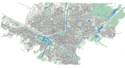 Fototapeta premium City street map isolated on white background for navigation and urban planning