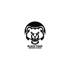 tiger head line emblem logo design vector