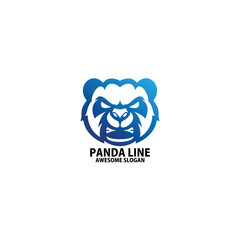 panda head line emblem logo design vector
