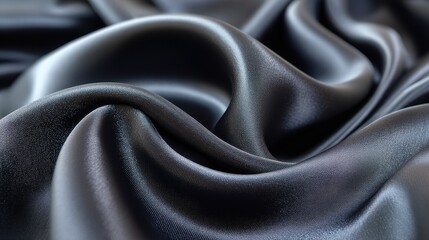 Fototapeta premium Luxurious dark silk fabric drapes gracefully with a soft sheen creating elegant waves and smooth textures.