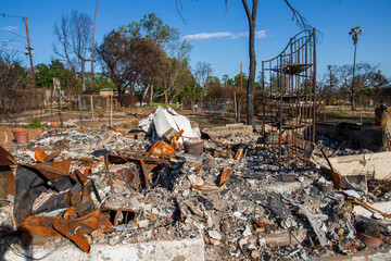 Homes destroyed in the Altadena wildfires in Altadena California USA