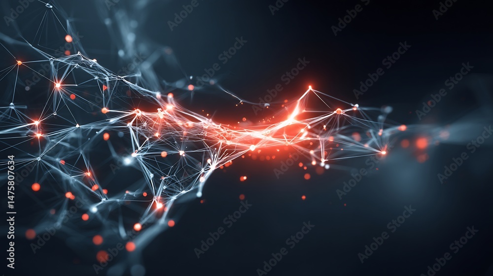 Poster abstract digital plexus with interconnected nodes and glowing connections