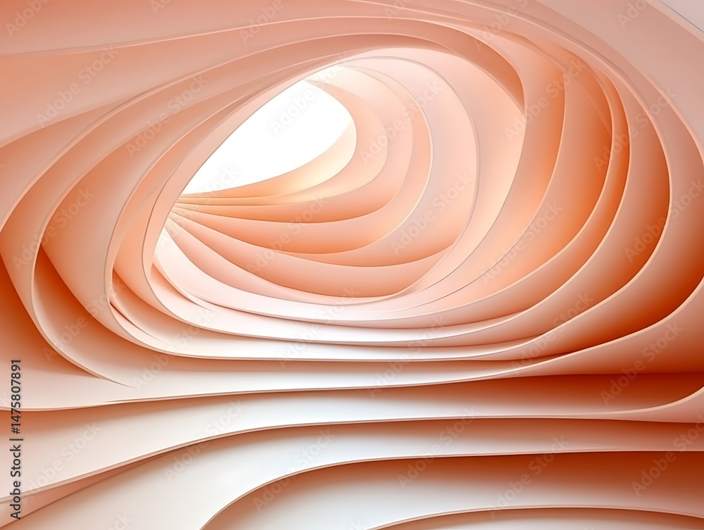 Aufkleber layered curves abstraction peach colored design with smooth transitions