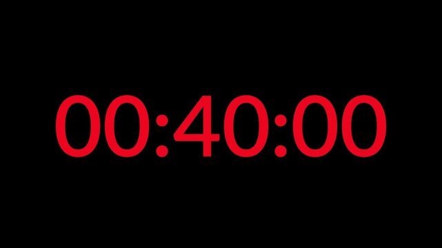 45 second countdown timer with red numbers digital timer suitable for presentations, websites, and educational content creation