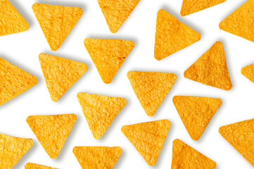 Nachos chips on a white background