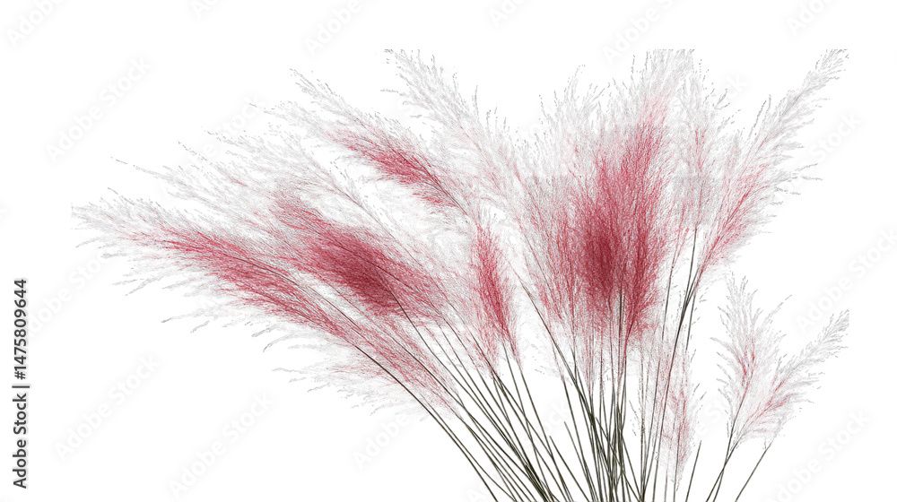 Poster close-up of pink ornamental grass with a transparent background the grass is soft and feathery with 