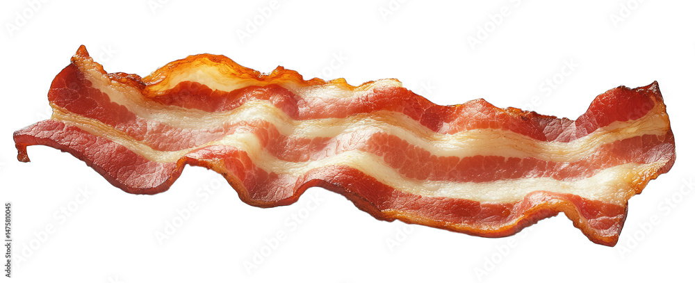 Poster a single strip of cooked bacon isolated on a transparent background the bacon is crispy and has a ri