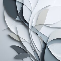 Obraz premium Abstract interplay of curved forms in serene grayscale palette design element