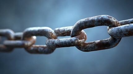 Fototapeta premium Rusted metal chain links in a close-up view.