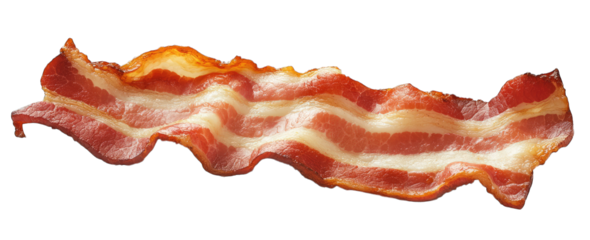 A Single Strip Of Cooked Bacon Isolated On A Transparent Background The Bacon Is Crispy And Has A Rich Brown Color It Is A Popular Breakfast Food And Is Often Served With Eggs And Toast