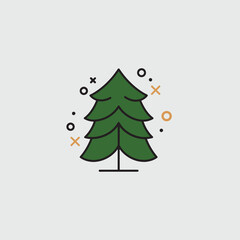 Evergreen tree icon nature graphic design minimalist style perfect for winter holiday