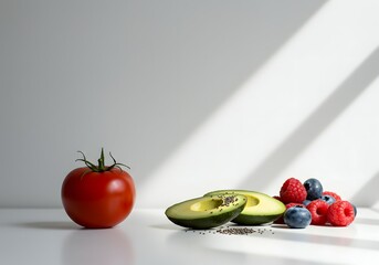 Fototapeta premium Vibrant Summer Fruits and Vegetables A Fresh and Healthy Diet