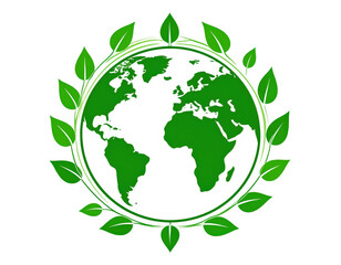 Fototapeta premium Green Earth Illustration Surrounded by Leaves for Eco-Friendly Concepts