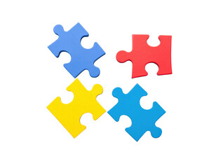 Fototapeta premium Colorful Puzzle Pieces on White Background for Creative Concepts