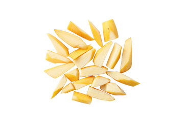 Bamboo shoot grid arrangement overhead flat-lay, isolated on transparent background