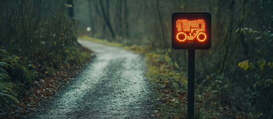 Bike Path Warning Sign in a Forest