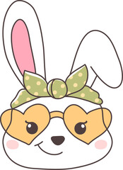 Easter Day Design with Disco Bunny Trendy and Spring Elements Hand Drawn Design 