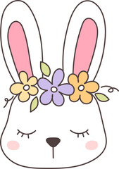 Easter Day Design with Disco Bunny Trendy and Spring Elements Hand Drawn Design 
