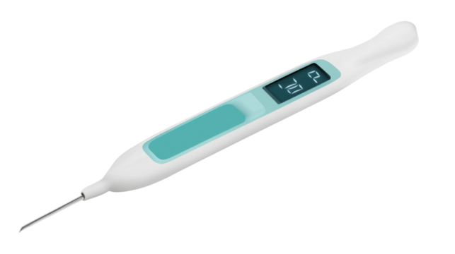Digital Medical Thermometer with LCD Display Isolated on White Background Representing Accurate Temperature Measurement and Healthcare Technology