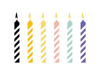  colorful candles for birthday cake symbol icon design vector isolated transparent background