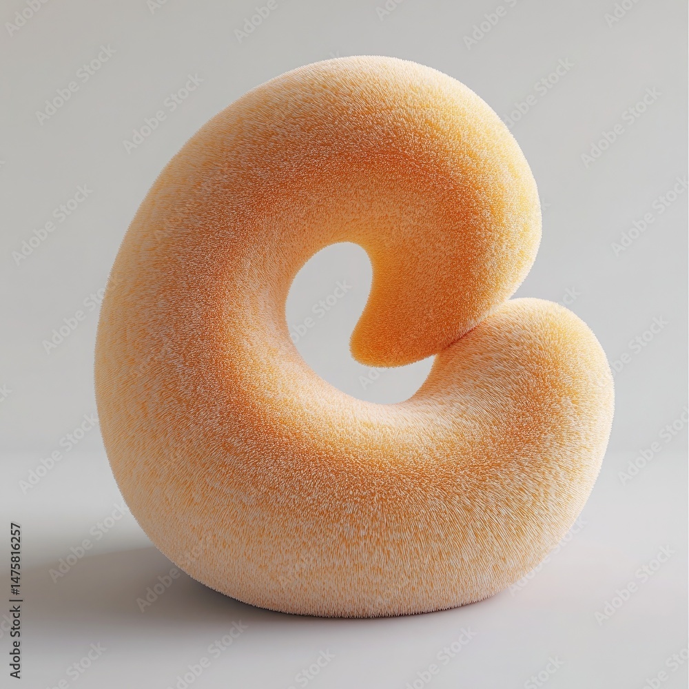 Aufkleber abstract orange textured shape loop, isolated on white surface, soft 3d rendering